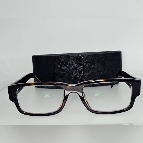 Prada Tortoise Shell Glasses PR07ZV Rectangle Eyeglasses RX Apprx -2.0 - Picture 3 of 11